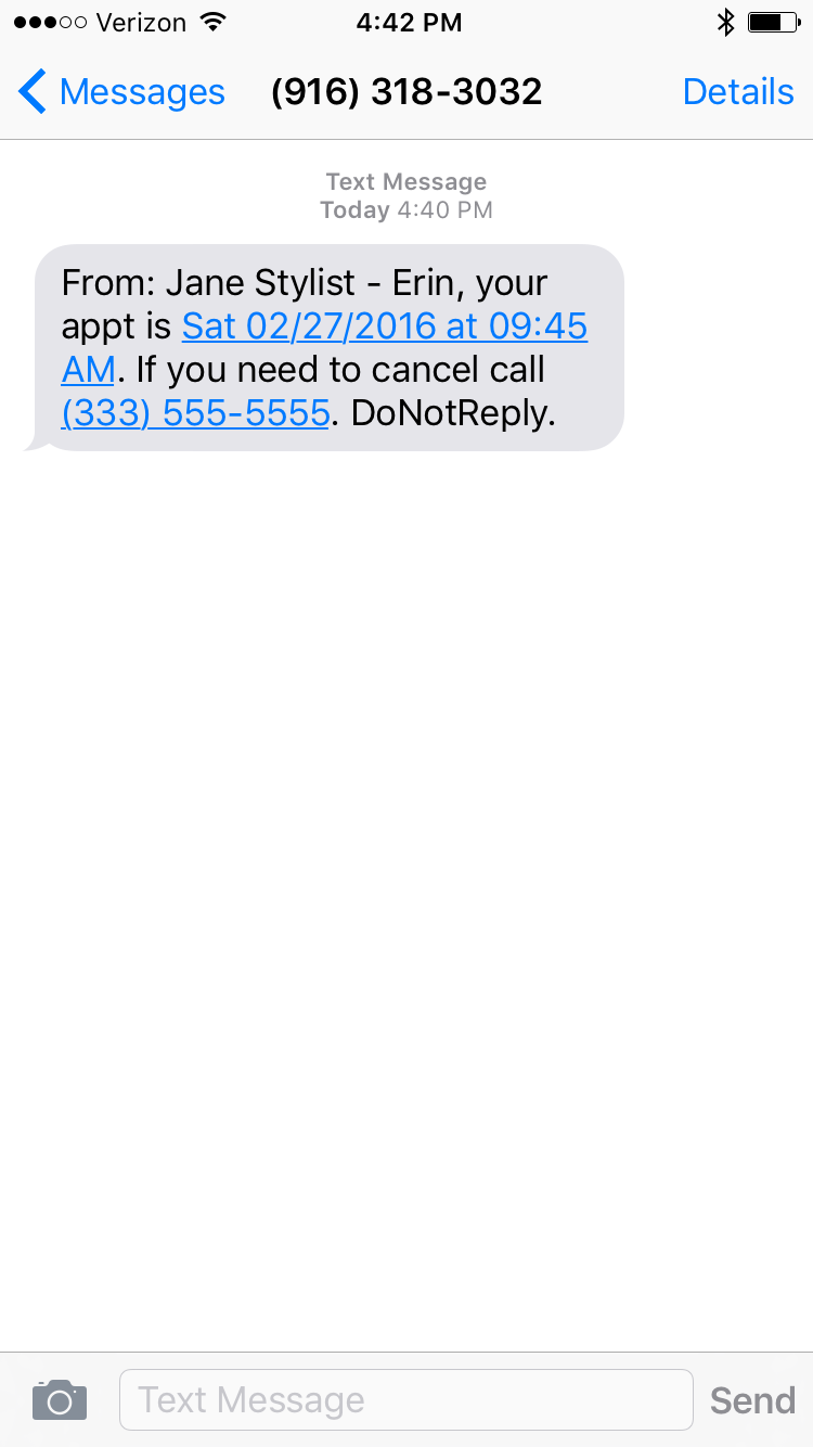 Confirmation Text